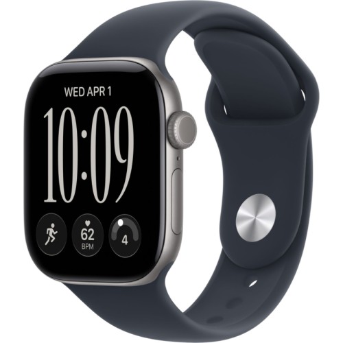 Apple Watch Series 12, 42мм, GPS, Space Gray Aluminum, Navy Blue Sport Band, M/L