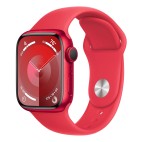 Apple Watch Series 9, 45mm, Aluminium Case «(PRODUCT)RED», спортивный ремешок «красный» S/M