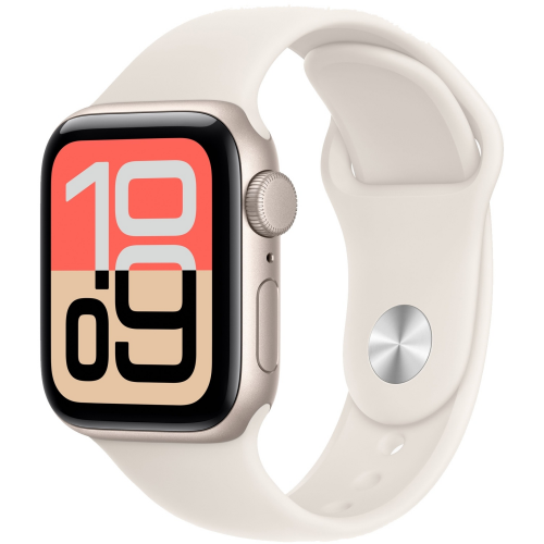 Apple Watch SE 3 (2025), 40 mm, Starlight Aluminum, ремешок Sport Band Starlight S/M