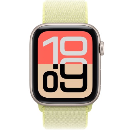 Часы Apple Watch SE 3 (2025), 40 mm, Starlight Aluminum, ремешок Sport Loop Neon Yellow