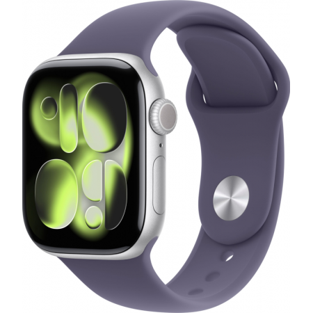 Часы Apple Watch Series 11, 42 мм, Silver Aluminum, ремешок Sport Band Purple Fog M/L