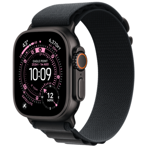 Apple Watch Ultra 3, 49 мм, Black Titanium, ремешок Alpine чёрного цвета M