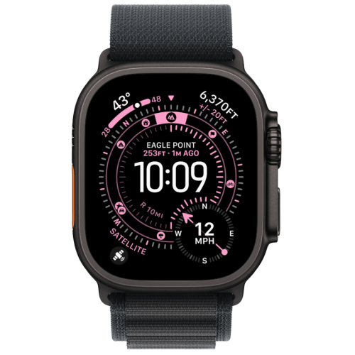 Apple Watch Ultra 3, 49 мм, Black Titanium, ремешок Alpine чёрного цвета M