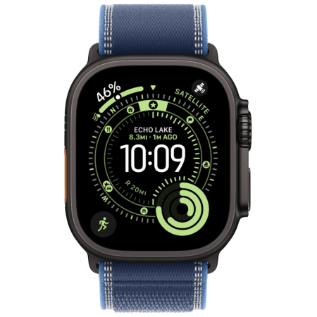 Часы Apple Watch Ultra 3, 49 мм, Black Titanium, ремешок Trail цвета Blue/Bright Blue M/L