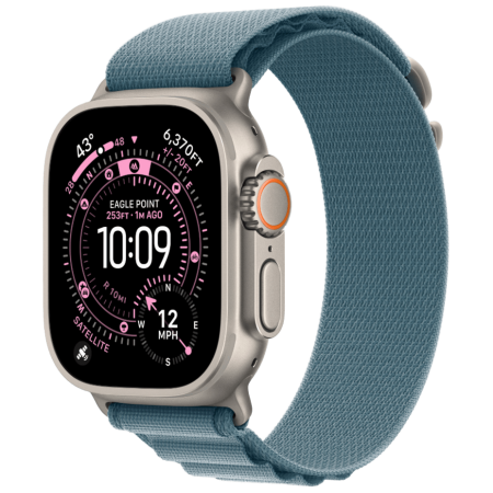 Часы Apple Watch Ultra 3, 49 мм, Natural Titanium, ремешок Alpine Light Blue цвета M