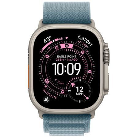 Часы Apple Watch Ultra 3, 49 мм, Natural Titanium, ремешок Alpine Light Blue цвета M