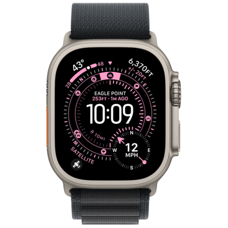 Часы Apple Watch Ultra 3, 49 мм, Natural Titanium, ремешок Alpine Black цвета M