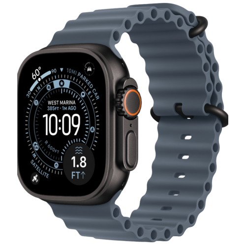 Apple Watch Ultra 3, 49 мм, Black Titanium, ремешок Ocean цвета «якорный синий»
