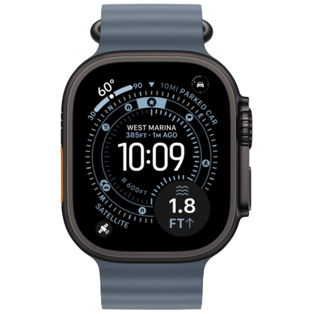 Часы Apple Watch Ultra 3, 49 мм, Black Titanium, ремешок Ocean цвета Anchor Blue