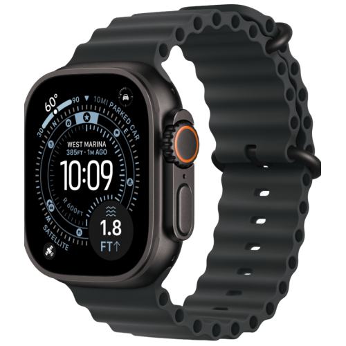 Apple Watch Ultra 3, 49 мм, Black Titanium, ремешок Ocean цвета «чёрного цвета»