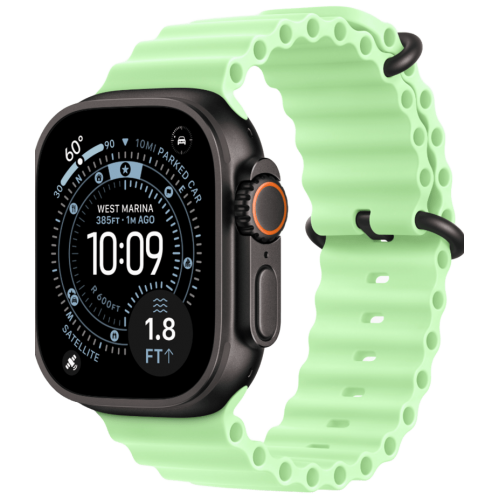 Apple Watch Ultra 3, 49 мм, Black Titanium, ремешок Ocean цвета «зелёный неон»
