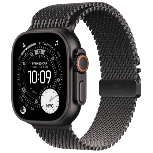 Apple Watch Ultra 3, 49 мм, Black Titanium, ремешок Milanese чёрного цвета M