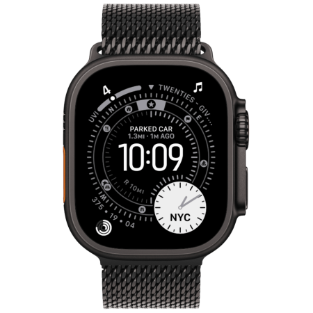 Часы Apple Watch Ultra 3, 49 мм, Black Titanium, ремешок Milanese Black цвета L