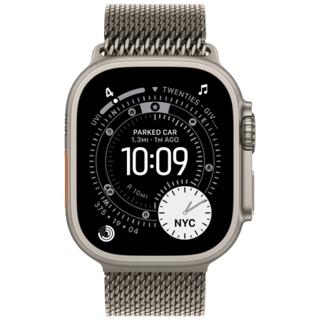 Часы Apple Watch Ultra 3, 49 мм, Natural Titanium, ремешок Milanese Natural цвета L