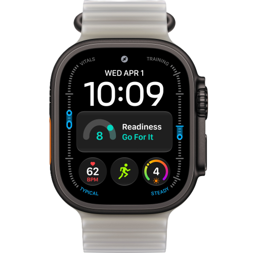 Apple Watch Ultra 4, 49 мм, Black Titanium, Translucent Gray Ocean Band