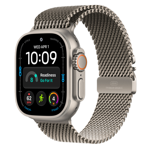 Apple Watch Ultra 4, 49 мм, Natural Titanium, Natural Titanium Milanese Loop (L)