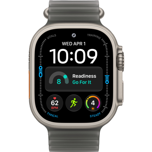 Apple Watch Ultra 4, 49 мм, Natural Titanium, Translucent Black Ocean Band