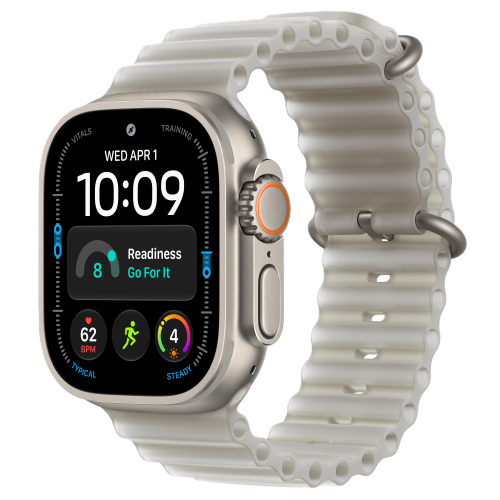 Apple Watch Ultra 4, 49 мм, Natural Titanium, Translucent Gray Ocean Band
