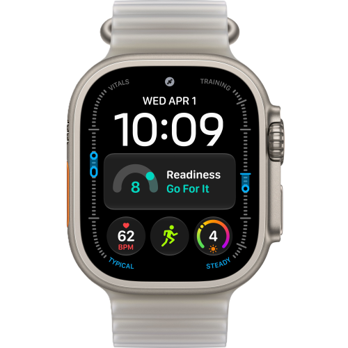 Apple Watch Ultra 4, 49 мм, Natural Titanium, Translucent Gray Ocean Band