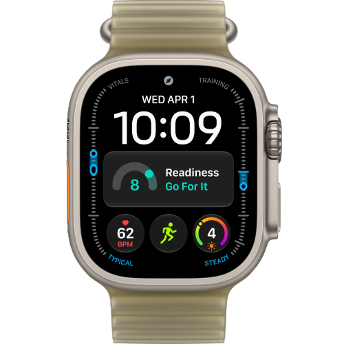 Apple Watch Ultra 4, 49 мм, Natural Titanium, Translucent Kelp Ocean Band