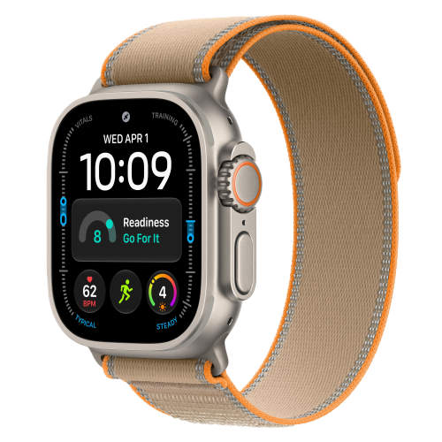 Apple Watch Ultra 4, 49 мм, Natural Titanium, Sand Trail Loop (S/M)