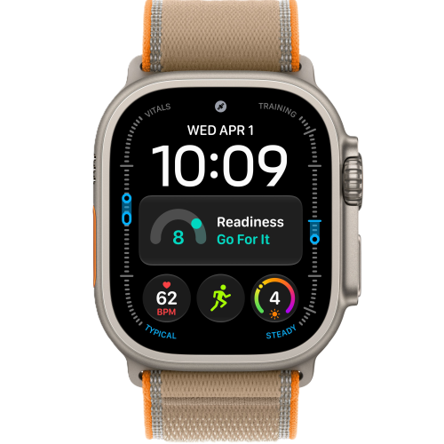Apple Watch Ultra 4, 49 мм, Natural Titanium, Sand Trail Loop (S/M)