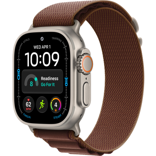 Apple Watch Ultra 4, 49 мм, Natural Titanium, Burgundy Alpine Loop (L)