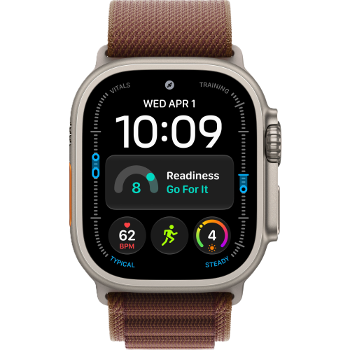 Apple Watch Ultra 4, 49 мм, Natural Titanium, Burgundy Alpine Loop (L)