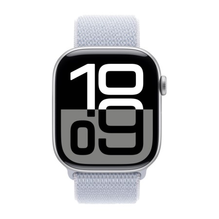 Часы Apple Watch Series 10, 42 мм, Aluminum Case «Silver», with Sport Loop Blue Cloud