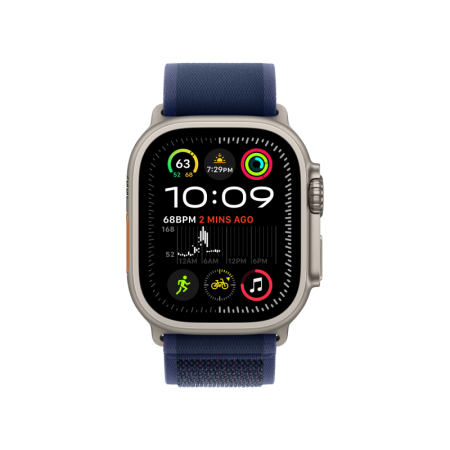 Часы Apple Watch Ultra 2 (2024), 49 мм, корпус Natural Titanium, ремешок Trail синего цвета, размер S/M