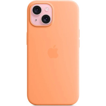 Чехол MagSafe для iPhone 15, силикон, orange sorbet