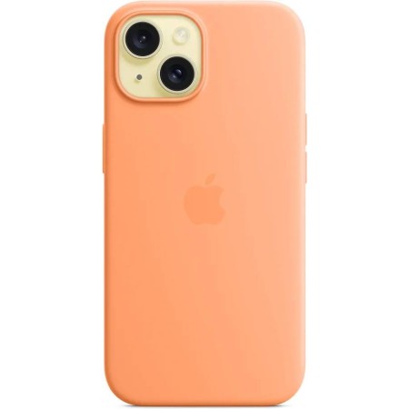 Чехол MagSafe для iPhone 15, силикон, orange sorbet
