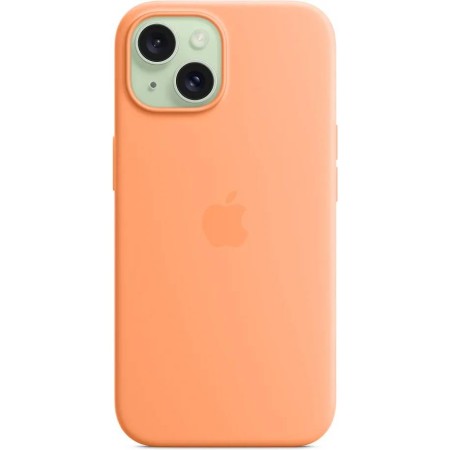 Чехол MagSafe для iPhone 15, силикон, orange sorbet