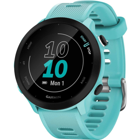 Умные часы Garmin FORERUNNER 55 42 мм, aqua корпус, aqua силиконовый ремень