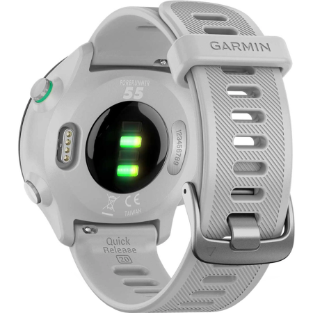 Умные часы Garmin FORERUNNER 55 42 мм, белый корпус, белый силиконовый ремень