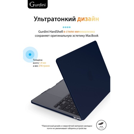 Чехол накладка Gurdini для Macbook Air 13.6 M2 2022 «midnight матовый»