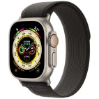 Apple Watch Ultra GPS 49 мм, титановый корпус, ремешок Trail цвета Черного/Серого,размер S/M MQF43