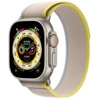 Apple Watch Ultra GPS 49 мм, титановый корпус, ремешок Trail цвета Желтый/Бежевый,размер S/M MNHD3
