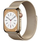 Apple Watch Series 8 45 мм Gold Stainless Steel Case Gold Milanese Loop
