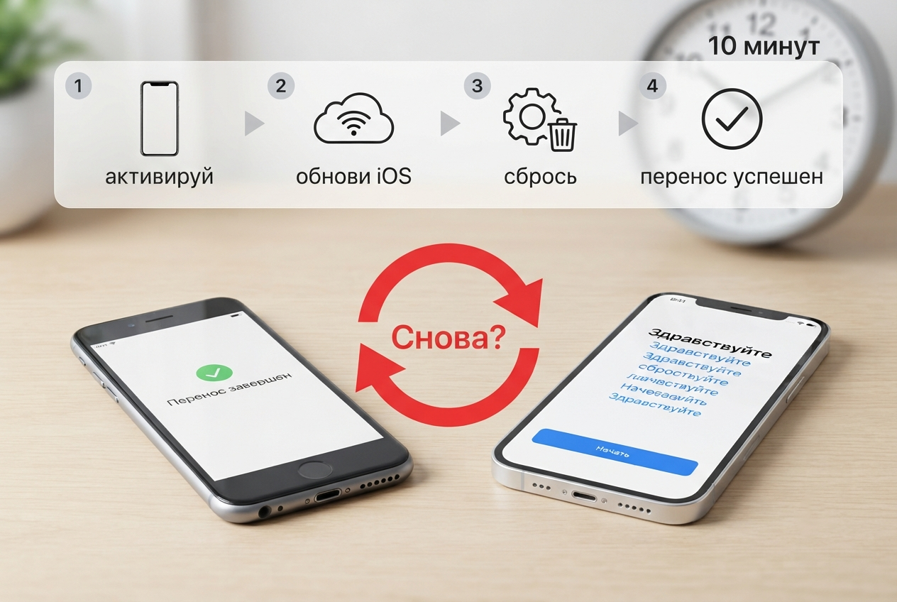 Сбой при переносе с iPhone на iPhone: почему быстрый старт «зацикливается» и как это исправить